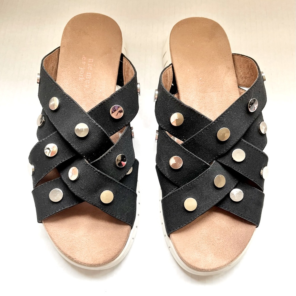 Bernie Mev Kim Sandal Slide Black Suede 1” Platform Rubber Sole US 9 1/2…